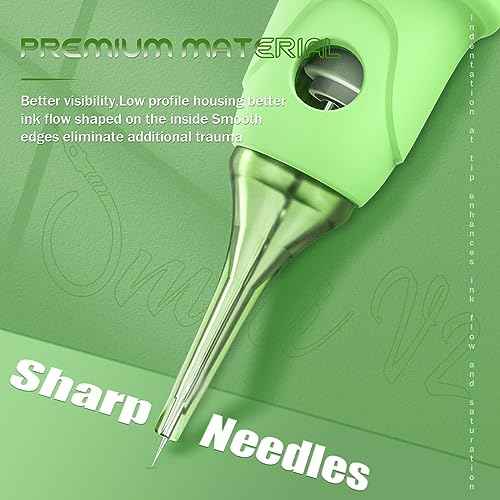 Tattoo Cartridge Needles 1RL 0.35mm #12 Standard Finger Ledge Permanent Makeup Lips Hairstrokes Cartridges Lining Needle for Scalp Micropigmention Rotary Tattoo Gun Kit Supply 1201RL (OMNI V2)