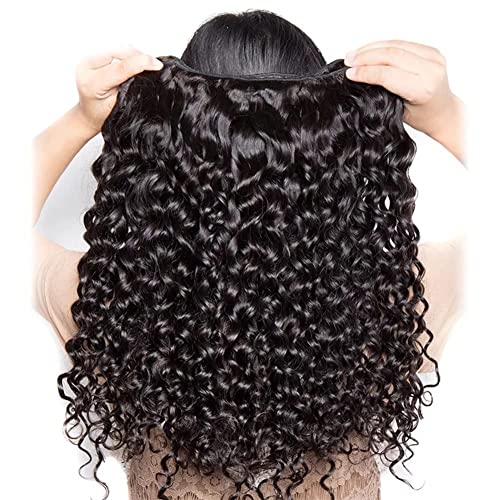 Water Wave Bundles Human Hair Soft Brazilian Virgin Human Hair 100% Unprocessed Wet and Wavy Curly Bundles Natural Black Color Can Be Dyed Total 300g 14 16 18 Inch