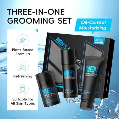 LAIKOU Men's Skin Care Set, Gifts for Men, Skincare Gift Set, Men Skincare with Facial Cream, Facial Cleanser, Facial Toner Father's Day Christmas Birthday Valentines for Him Dad Son Husband Boyfriend