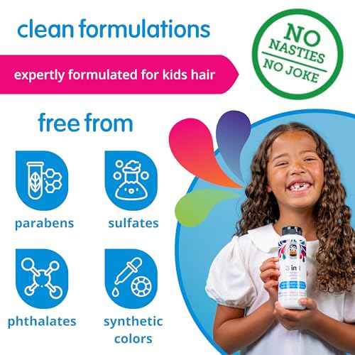 SoCozy 3 in 1 Kids Shampoo + Conditioner + Body Wash (16 Fl Oz) Gentle, Hydrating Hair & Body Cleanser with Keratin, Vitamin B5, & Kiwi Extract, Paraben & Sulfate-Free