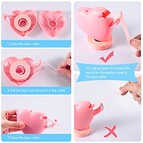 6 Rolls Eyelash Extension Tape Breathable Adhesive Lash Tape Non-woven Fabric Lash Tape with Heart-shaped Tape Dispenser Cutter, 0.5 Inch Wide, 10 Yards Long of Each