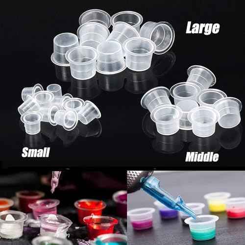 300pcs Tattoo Ink Caps with 2 Cups Holders - 300Pcs Tattoo Ink Cups Pigment Caps With Base Sizes 11mm Disposable Tattoo Caps Tattoo Supplies (Mixed 300Pcs add Holder)