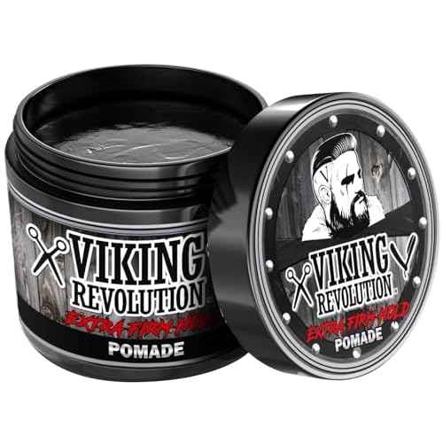Viking Revolution Extreme Hold Pomade for Men ? Style & Finish Your Hair - Extra Firm,Strong Hold & High Shine for Men¡¯s Styling Support - Water Based Male Grooming Product is Easy to Wash Out, 4oz