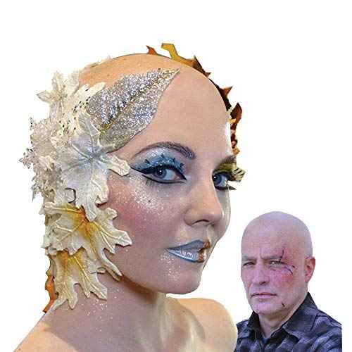 PACETAP 2Pcs Halloween Makeup Bald Caps, Makeup Latex Bald Caps Bald Head Wig Cap Cosplay Accessory for Kids Adults Teens (2 Large)