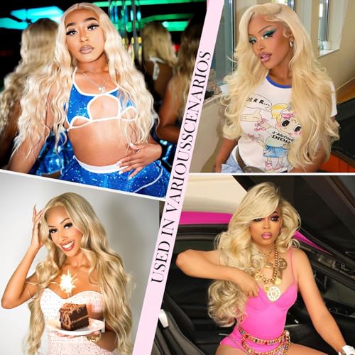 613 Body Wave Blonde Lace Front, PrePlucked, 24" HD Human Hair Wig - 13x6, 200 Density
