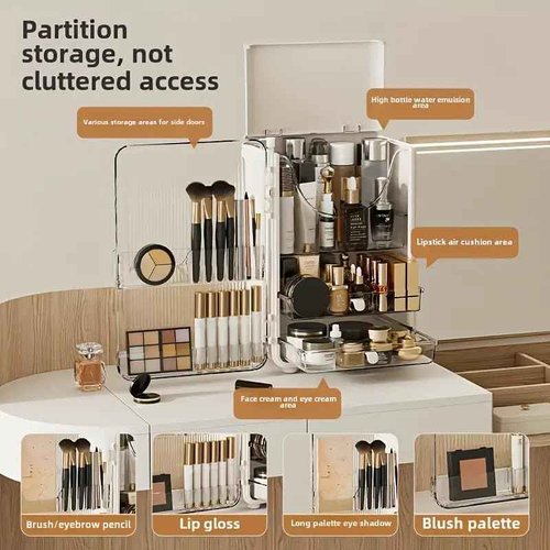 AERCIINC Makeup Organizer for Vanity,Perfume Organizer Display Case,Large Plastic Drawer Storage,White Multi-Function Brush Organizers Storage for Bathroom Countertop (White)