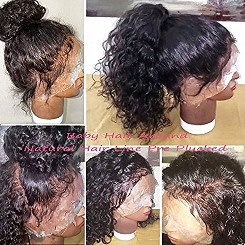 JYZ Burmese Curly Hair Lace Front Wigs Human Hair 180% Density Pre Plucked Bleached Knots with Baby Hair 13X4 HD Lace Brazilian Wet Raw Human Hair Wigs 14 Inch Free Part Natural Color