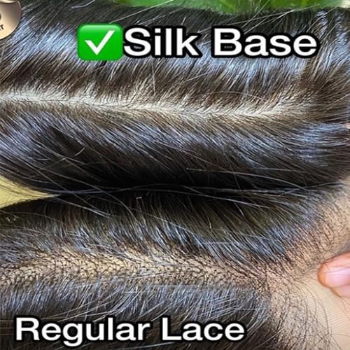 4x4 Silk Base Lace Closure with Baby Hair Pre Plucked Brazilian Virgin Straight Natural Black Color Human Hair Free Part Toppers Closure For Women (16inch)