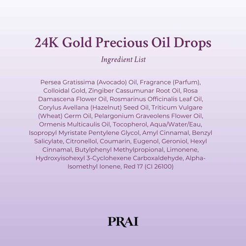 PRAI Beauty 24K Gold Precious Oil Drops - Cruelty Free - 1 Oz