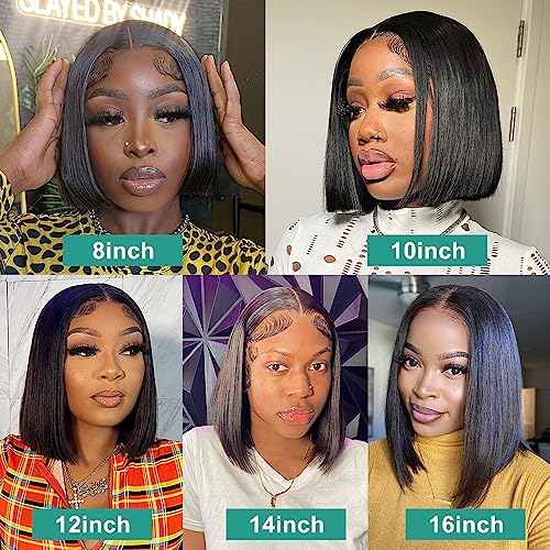 Karlami 5X5 Closure Bob Wig Human Hair Frontal Lace Wig Glueless Wigs Human Hair Pre Plucked Transparent Bob Lace Front Wigs for Women 150% Density