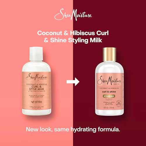 SheaMoisture Curl & Style Milk Coconut & Hibiscus with Silk Protein & Neem Oil for Thick, Defined, Curly Hair Fair Trade, Sulfate-Free 8 oz