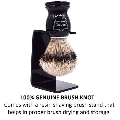 Parker Silvertip Badger Shaving Brush with Resin Handle & Resin Stand | 22mm Soft Knot for Rich Lather | Handcrafted Brush for Shave Cream or Soap | Premium Wet Shaving Accessory | Iconic Brand