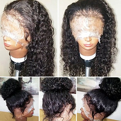 JYZ Burmese Curly Hair Lace Front Wigs Human Hair 180% Density Pre Plucked Bleached Knots with Baby Hair 13X4 HD Lace Brazilian Wet Raw Human Hair Wigs 14 Inch Free Part Natural Color