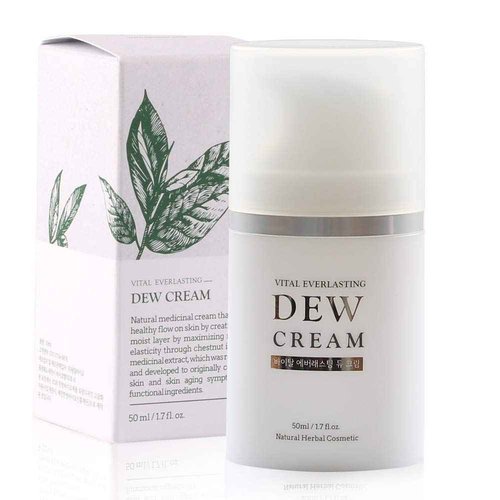 LIKE DEW Vital Everlasting Dew Cream 1.76oz 50g, Daily Moisturizing, Anti-wrinkles, Anti-Aging, Rich Emollients to nourish dry skin, Improves skin's health, Day and Night Cream, Verified by EWG's Skin
