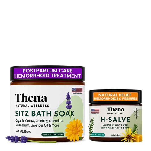 Thena Organic Sitz Bath Soak and Intense Hemorrhoid Cream Bundle