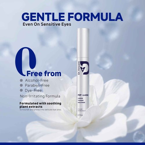 Dr Vincent Lash Serum for Eyelash Growth, Eyelash Growth Serum Advanced Peptide Formula with 2.3× Absorption for Fuller, Thicker, Longer Lashes, Vegan & Cruelty-Free, Clinically Tested (5mL)