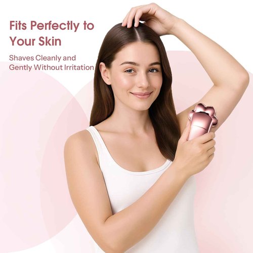 Electric Razors for Women Legs: 5-in-1 Rechargeable Body Shaver, 7D Wet & Dry Bikini Trimmer, IPX7 Waterproof Lady Hair Remover for Face Underarms Pubic, Rose Pink