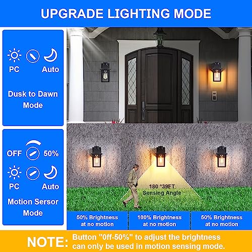 2 Pack Porch Light with GFCI Outlet,Dusk to Dawn Motion Sensor Outdoor Light,Black Front Door Lights,Waterproof Exterior Fixture,Outside Wall Lamp for House Patio Garage