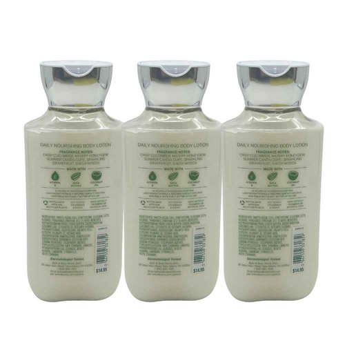 Bath & Body Works CUCUMBER MELON Body Lotion 8 fl oz Gift Set with a Red Bow for Holiday & Gifts Pack of 3 - Limited Edition