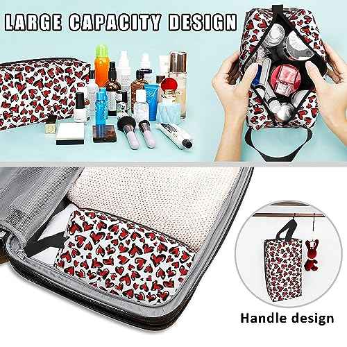 Travel Toiletry Bag Abstract Heart Pattern Personalized Travel Makeup Bag Large Capacity with Zipper Multi-Style Portable,Women and Men Gift Idea Travel Cosmetic Bag