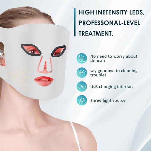 Shquanfuya Led Face Mask Light Therapy - Red Light Therapy for Face Acne - Led Facial Mask for Skin at Home