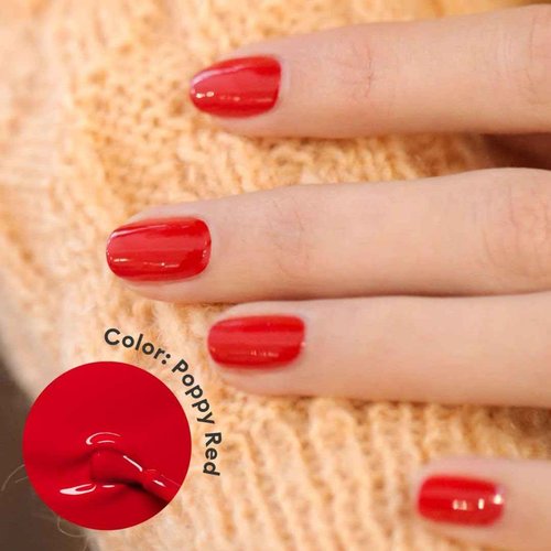 Manucurist System Green™ (Poppy Red) - Professional Manicure Gift Set, Vegan : 1 Nail Prep, 1 Base Coat, 1 Poppy Red Nail Polish, 1 Top Coat, Drying Drops -Christmas Gifts for Women - Gifts for Her