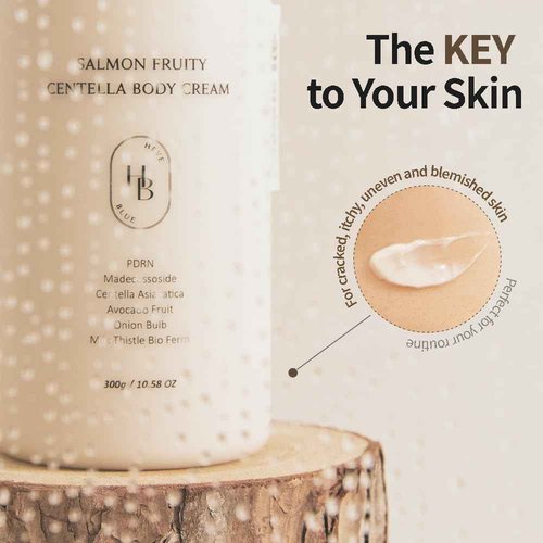 HEVEBLUE Salmon Fruity Centella Body Wash & Body Cream Duo - Complete Gift Set for Sensitive Skin