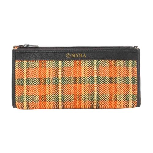 Myra Bag Pouch for Women - Southwestern Aztec Canvas Cosmetic Makeup Bag for Travel - Orange