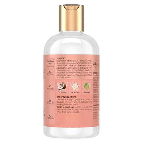 SheaMoisture Curl & Style Milk Coconut & Hibiscus with Silk Protein & Neem Oil for Thick, Defined, Curly Hair Fair Trade, Sulfate-Free 8 oz