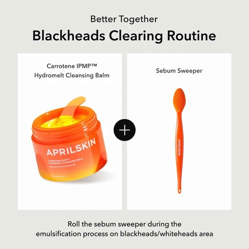 APRILSKIN Pore-fect skincare set: Carrotene IPMP™ Hydromelt Cleansing Balm, Calendula Flower-Infused Facial Peel Off Mask, Carrotene IPMP 3-Min Quick Dry Pore Caring Clay Mask with Brush