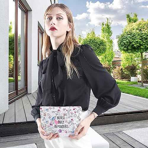 WCGXKO Nurse Gift Nurse Daily Reminders Motivational Zipper Pouch Makeup Bag (NURSE DAILY)