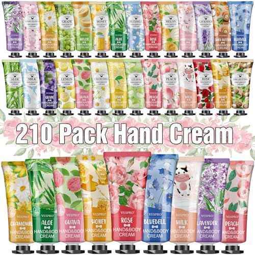210 Pack Moisturizing Hand Cream Gifts Set, Stocking Stuffers for Wome, Hand Lotion Travel Size for Dry Cracked Hands, Bulk Hand Lotion for Christmas Gifts, Mom Gifts, Bridesmaid Gifts, Small Gifts