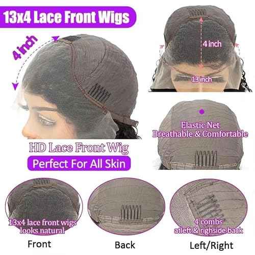 Bob Wig Human Hair 180% Density 13x4 HD Transparent Lace Front Wigs Human Hair Pre Plucked Short Bob Glueless Straight Wigs Human Hair for Women Natural Black 12 Inch