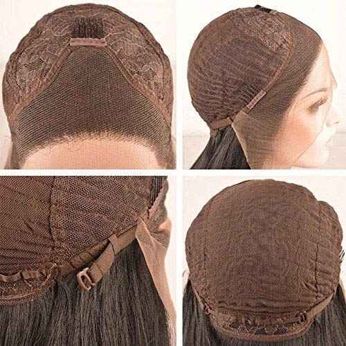 Melody Pink Green Ombre Synthetic Lace Front Wigs With Dark Roots Middle Part Long Wave Wigs for Women 180% Density Half Hand Tied Heat Resistant Fiber Hair Gift for Christmas Halloween 24''