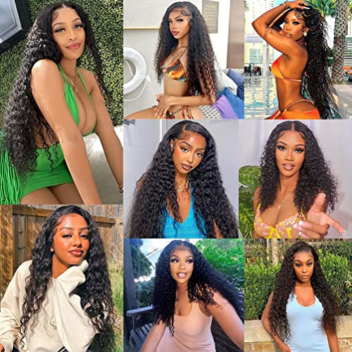 Deep Wave Human Hair Bundles £¨12 14 16 £©12A 100% Unprocessed Brazilian Virgin Human Hair Deep Curly Human Hair Weave 3 Bundles Extensions for Black Women Natural Color