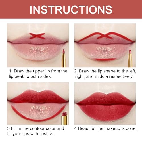 evpct 3Pcs Chestnut Nude Brown Matte Lip Liner and Lipstick Combo Set Kit for Women Antique Rose Magic Lipstick 24 Hours Original Lip Liner Makeup Stain Long Lasting Waterproof Smudge Proof labial