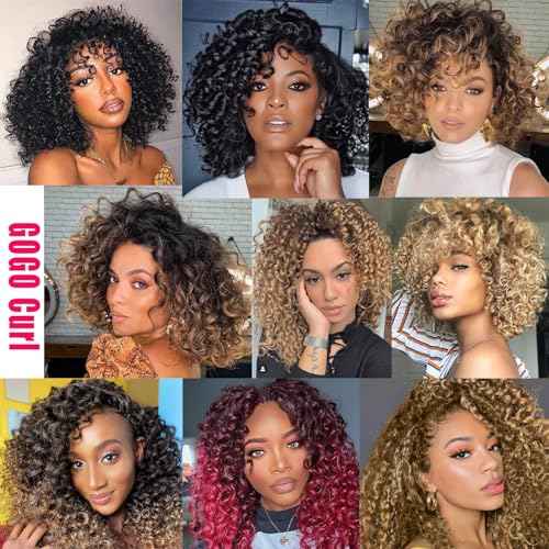 7 Packs GoGo Curl Crochet Hair 10 Inch Short Curly Crochet Hair for Women Water Wave Beach Curl Deep Twist Crochet Braids Synthetic Braiding Hair Extensions (10 Inch, 1B)
