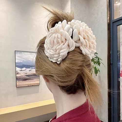 White Rose Hair Claw for Women Girls Nonslip Flower Hair Clip for Long Hair Accessories for Girls Sweet Hair Accessory for Vacation Parties Daily Wear Christmas Birthday Gifts for Women Girls