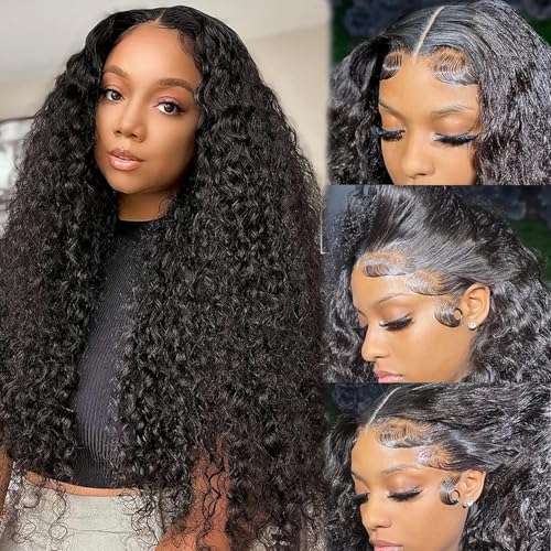 200% Density 32 Inch Deep Wave Lace Front Wigs Human Hair 13X6 HD Lace Frontal Curly Human Hair Wig Fluffy Natural Pre Plucked Wet And Wavy Wigs for Black Women Girl