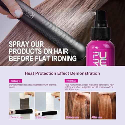 PURC Heat Protectant Spray Coconut Oil Frizz Control & Shine for All Hair Types Thermal Protection up to 470¡ÆF Hair Care