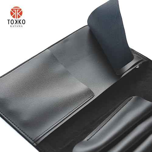 Tokko Katana Professional Shear Case ? Black Textured Leatherette 5-Slot Holder for Hair Cutting Shears, Scissors & Combs ? Snap Closure, Portable & Protective Folding Pouch for Stylists & Barbers