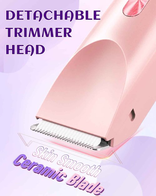 Dermawave Bikini Shaver Trimmer 2.0 for Women Pubic Hair, 2 in 1 Dual Head Painless Electric Razor for Bikini Line Area, Waterproof