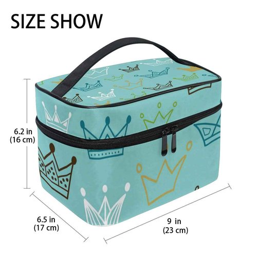 Makeup Train Cases Crowns Travel Cosmetic Bag Portable Artist Storage Bag Organizer for Womens