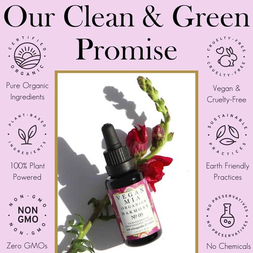 Vegan Mia - USDA Organic Harmony Adaptogen Elixir Face Oil - Face Moisturizer For Dry Skin, Blemishes, Redness & Fragrance Sensitivities - with Licorice, Ashwagandha, Rhodiola Root & More - 1 fl oz