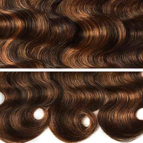 P1B30 Highlight Bundles Human Hair Ombre Brown 3 Bundles 16 18 20 inch Ombre Body Wave Bundle 8A Brazilian Virgin Hair Extensions