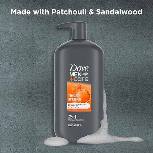 Dove Men+Care 2-in-1 Shampoo + Conditioner Thick + Strong for Fortifying Hair from Root to Tip, with Calcium, 31 oz