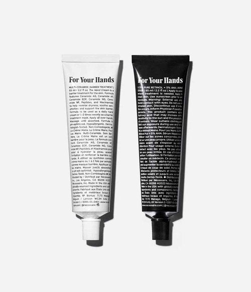 Nécessaire The Hand Duo – Fragrance-Free Hand Cream & Retinol Treatment Set for Dry Hands – Daily Hydration + Nighttime Repair with Ceramides, Peptides & Retinol – Vegan, Dermatologist-Tested – 2 x 2