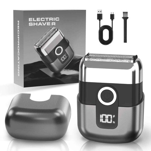 LYRSLF Electric Foil Shavers for Men: Mini Electric Razor, Foil Shaver for Face, IPX7 Waterproof Wet Dry Cordless Razor with 3 Floating Blades, LED Display, USB-C Fast Rechargeable for Travel & Home