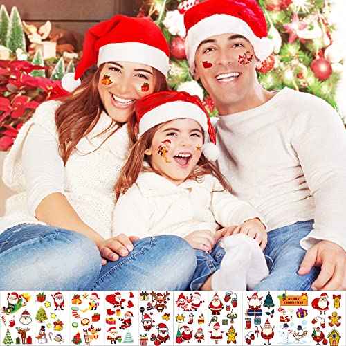 210+ Christmas Temporary Tattoos Sticker for Kids - 30 Sheets Christmas Tattoos Cute Designs for Merry Christmas Party Favors, Stocking Stuffer, Christmas Eve Gift, Xmas Tree + Lights, Santa