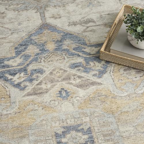 Nourison Home Vintage Washables Blue Green 4' x 6' Area Rug - Easy Clean, Non Shedding, Bed Room, Living Room, Dining Room, Kitchen (4' x 6')